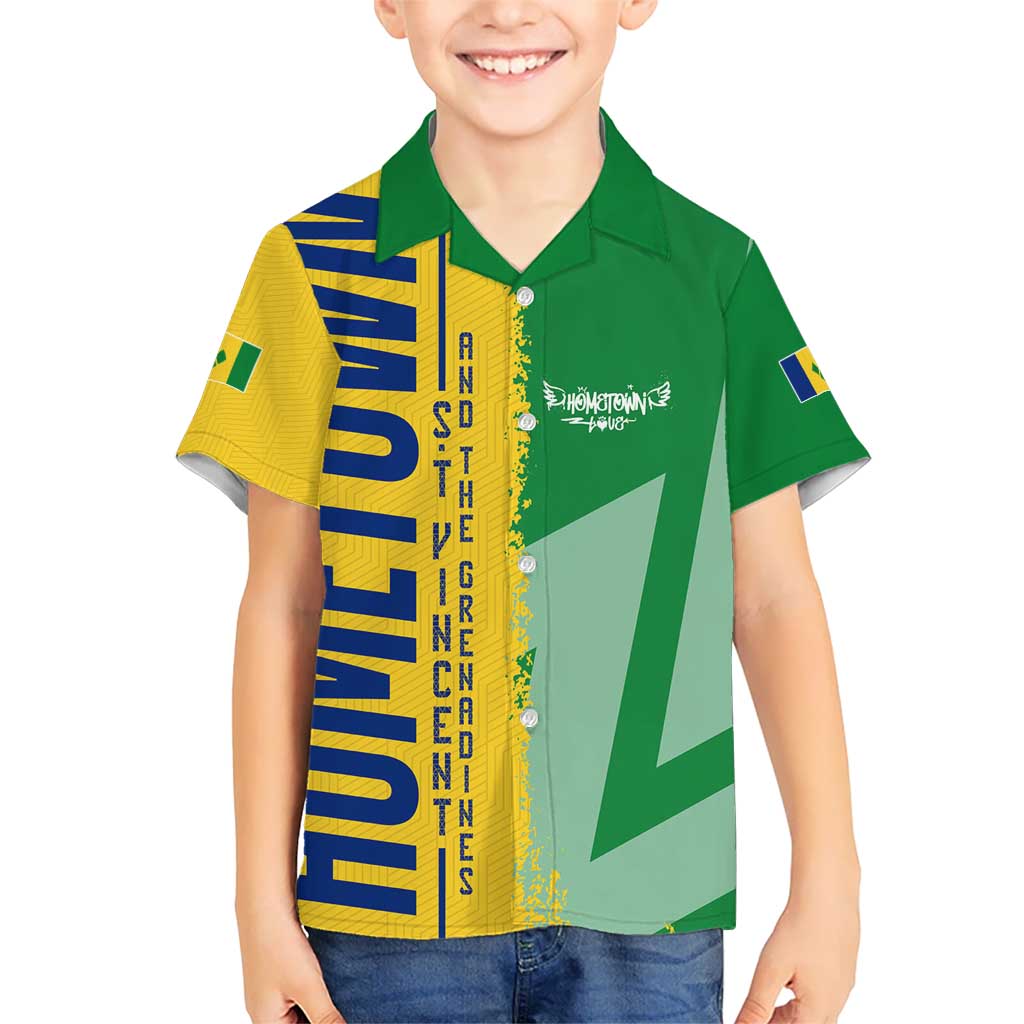 Hometown Saint Vincent and the Grenadines Kid Hawaiian Shirt Flag and Map - Wonder Print Shop