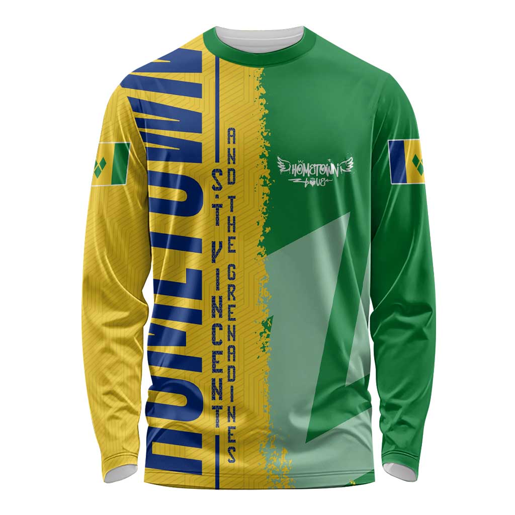 Hometown Saint Vincent and the Grenadines Long Sleeve Shirt Flag and Map - Wonder Print Shop