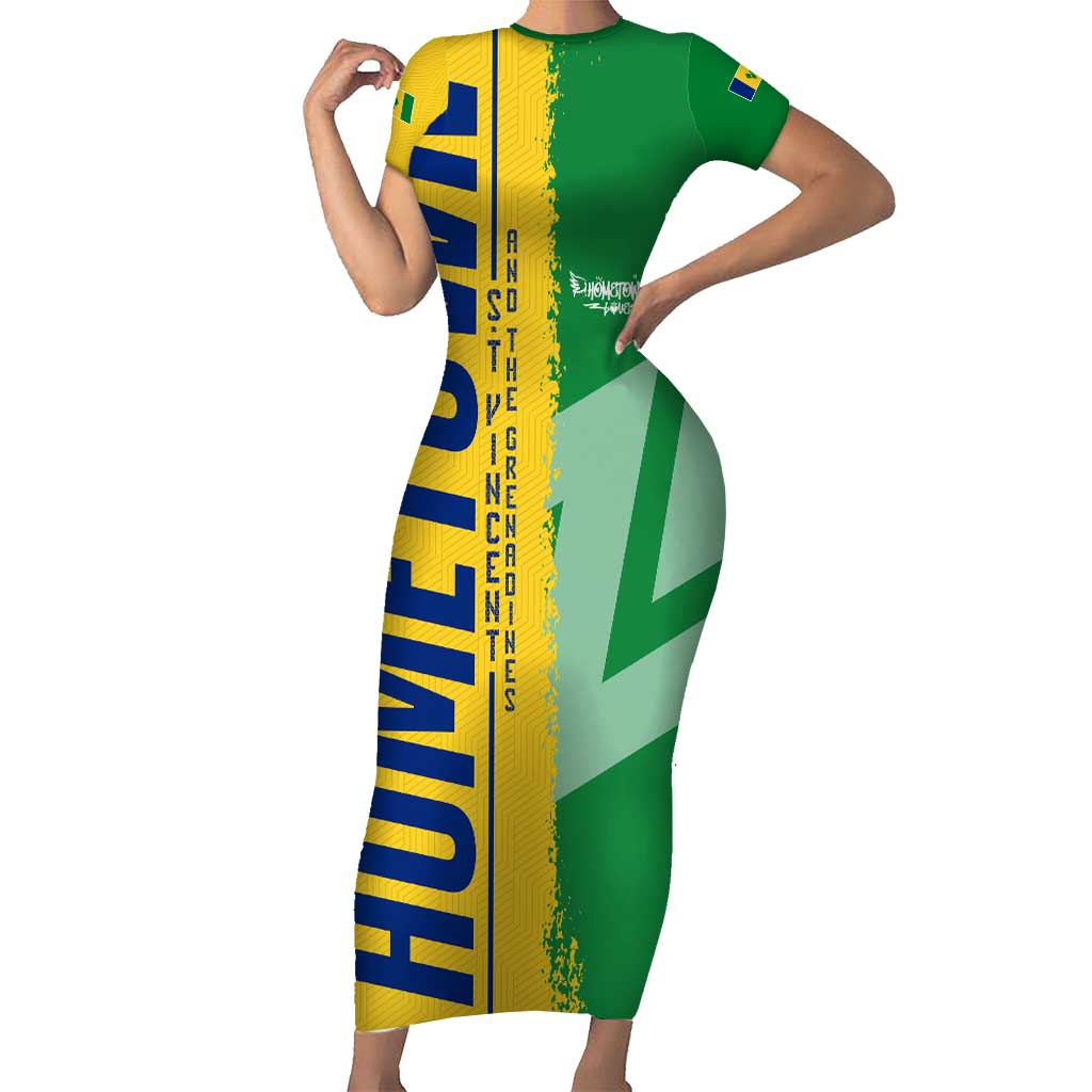 Hometown Saint Vincent and the Grenadines Short Sleeve Bodycon Dress Flag and Map - Wonder Print Shop