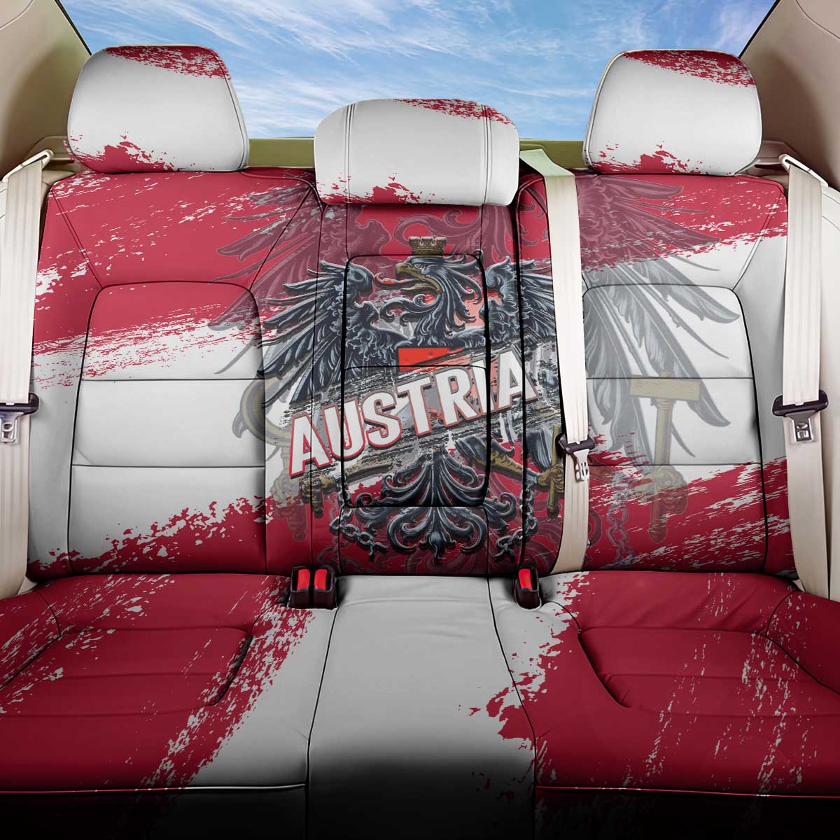 Coat Of Arms Austria Back Car Seat Cover Grunge Style - Wonder Print Shop