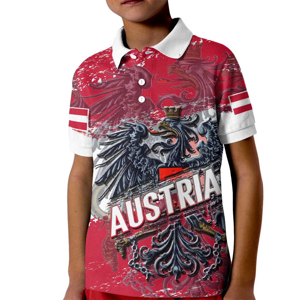 Personalized Coat Of Arms Austria Kid Polo Shirt Grunge Style - Wonder Print Shop