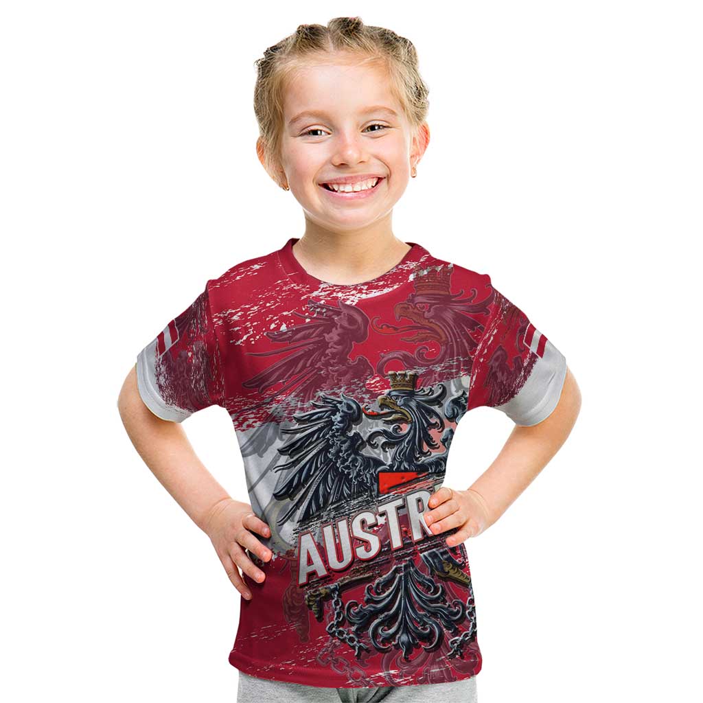 Personalized Coat Of Arms Austria Kid T Shirt Grunge Style - Wonder Print Shop