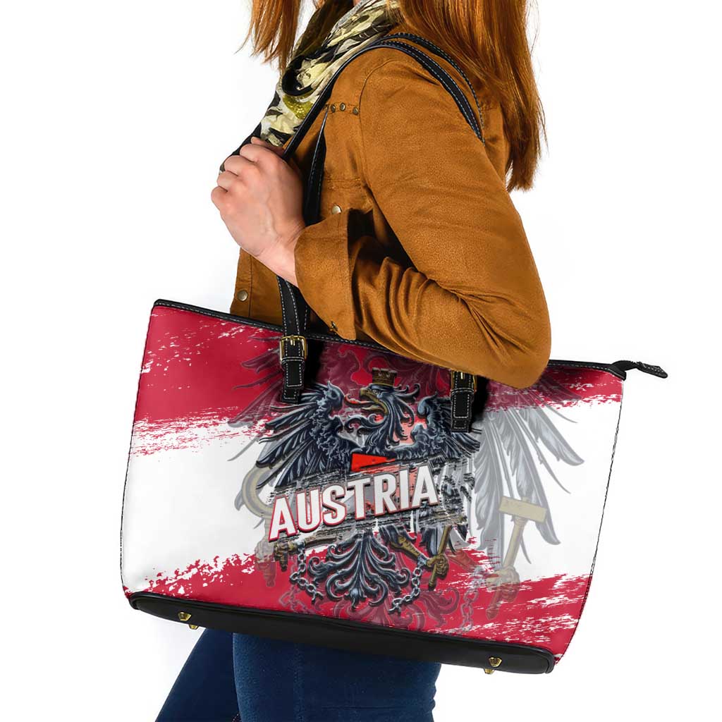 Coat Of Arms Austria Leather Tote Bag Grunge Style - Wonder Print Shop