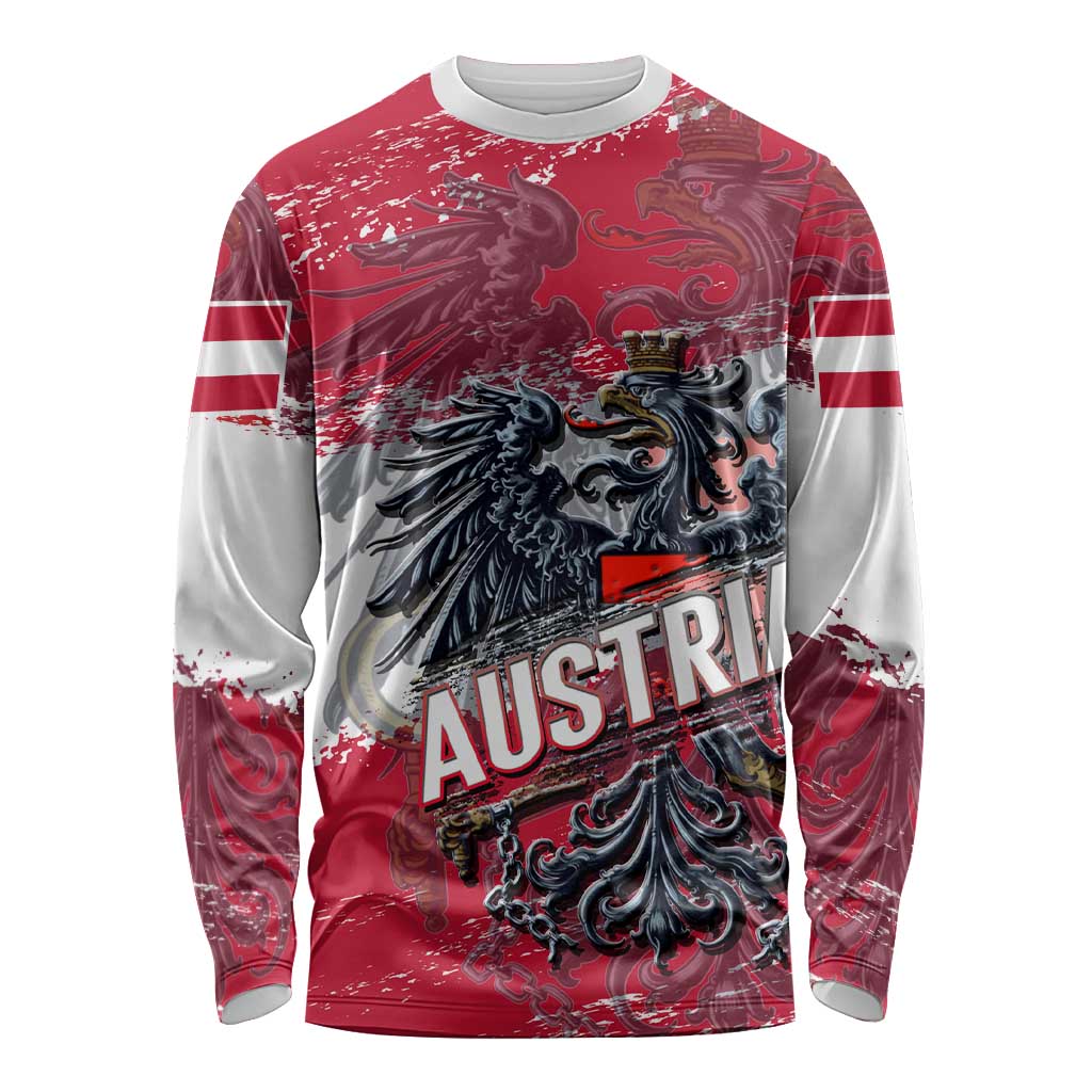 Personalized Coat Of Arms Austria Long Sleeve Shirt Grunge Style - Wonder Print Shop