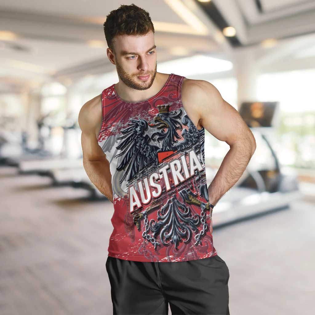 Personalized Coat Of Arms Austria Men Tank Top Grunge Style - Wonder Print Shop