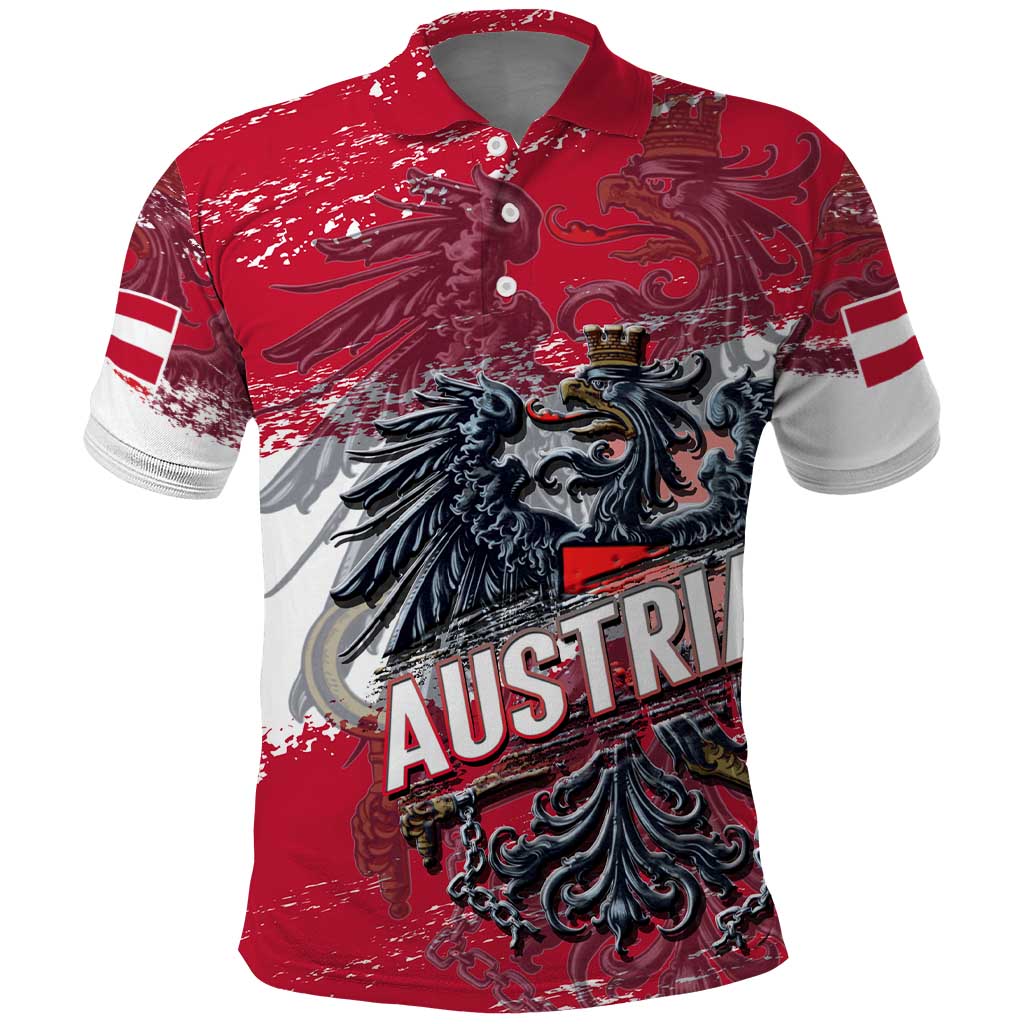 Personalized Coat Of Arms Austria Polo Shirt Grunge Style - Wonder Print Shop