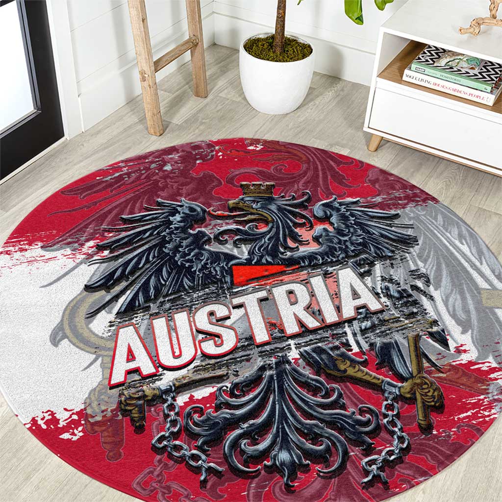 Coat Of Arms Austria Round Carpet Grunge Style