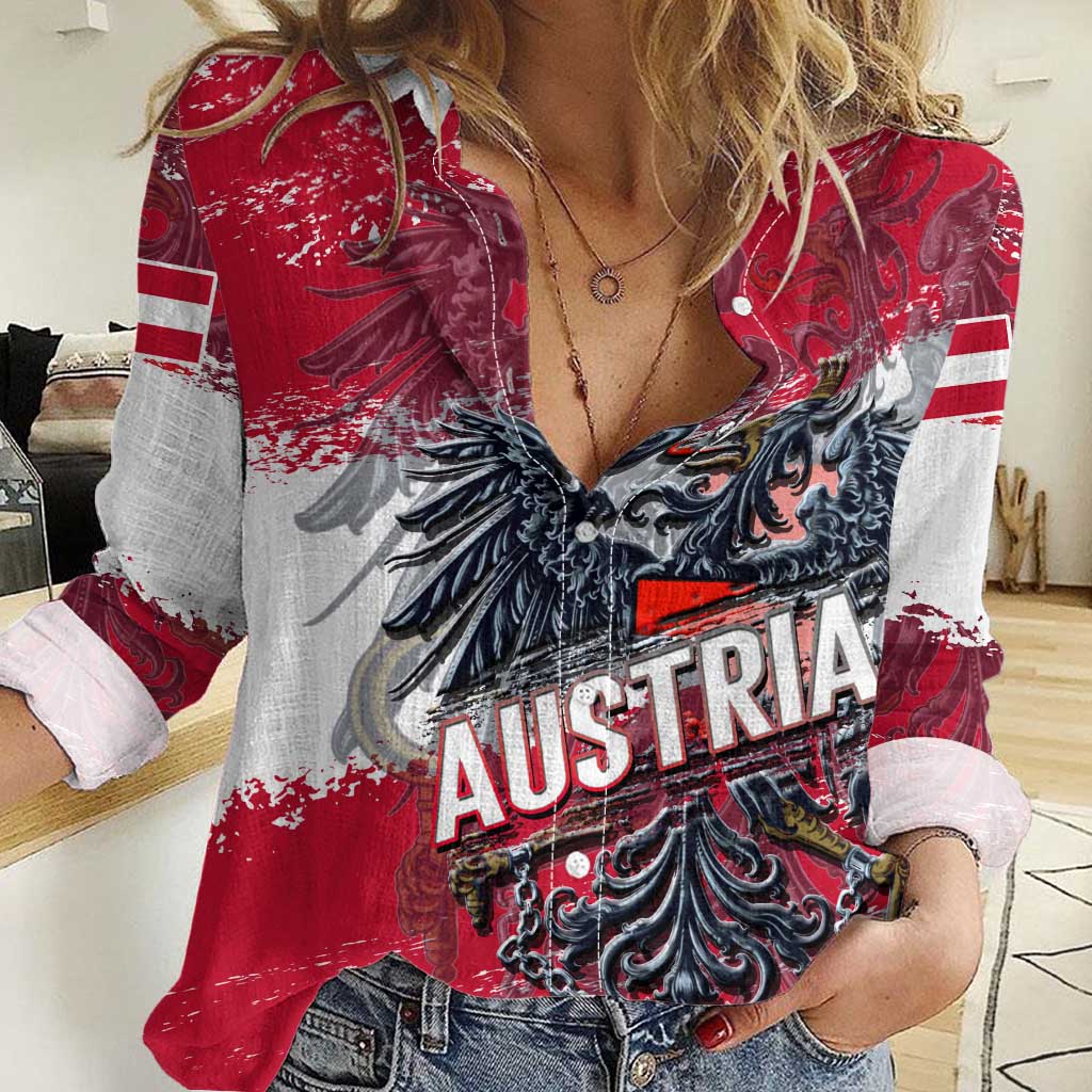 Personalized Coat Of Arms Austria Women Casual Shirt Grunge Style