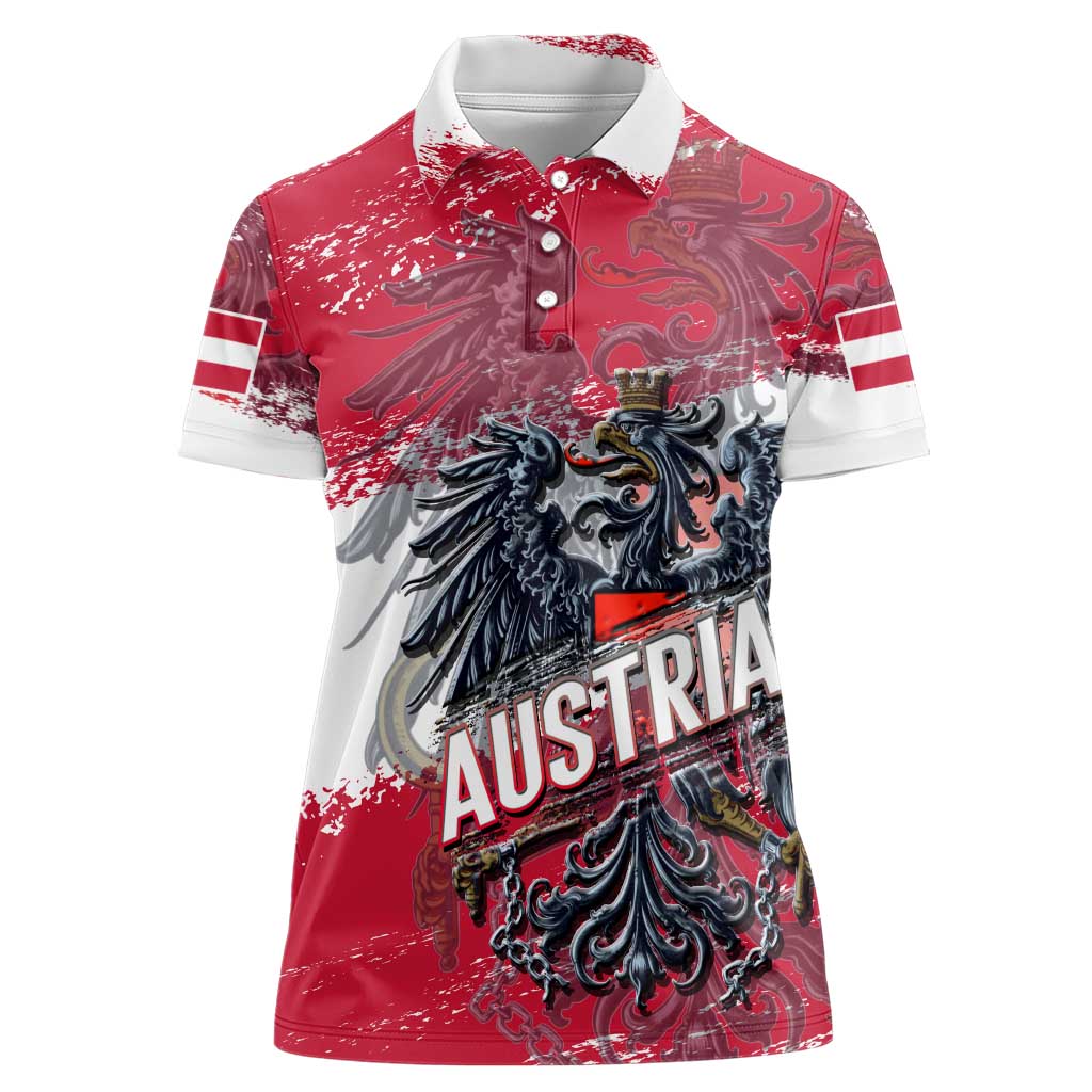 Personalized Coat Of Arms Austria Women Polo Shirt Grunge Style - Wonder Print Shop