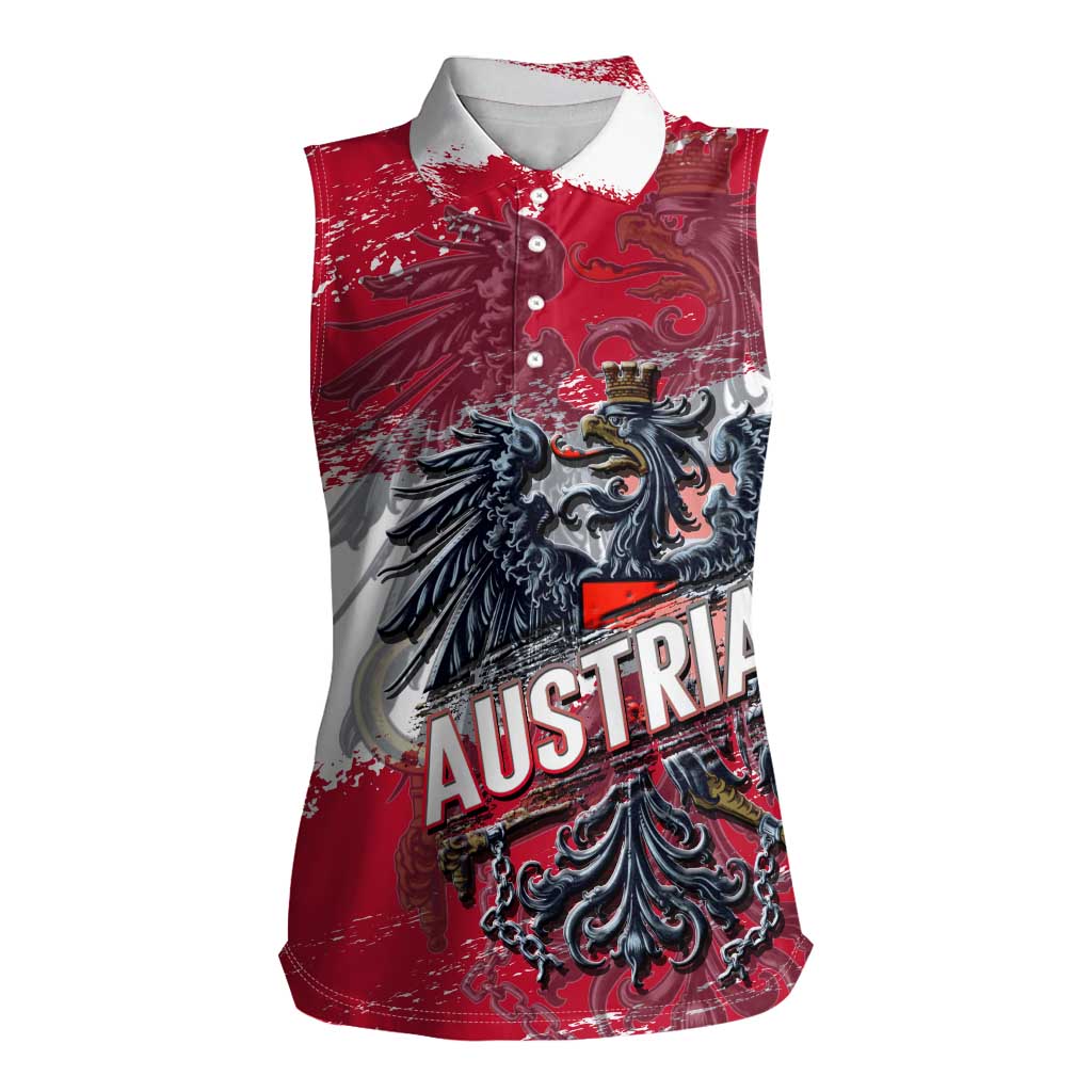 Personalized Coat Of Arms Austria Women Sleeveless Polo Shirt Grunge Style - Wonder Print Shop