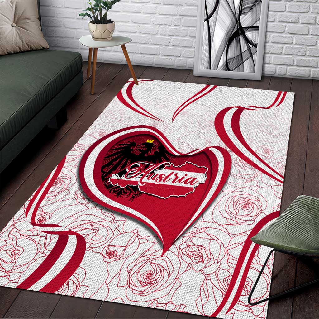 Austria In My Heart Area Rug Osterreich Map Flag - Wonder Print Shop