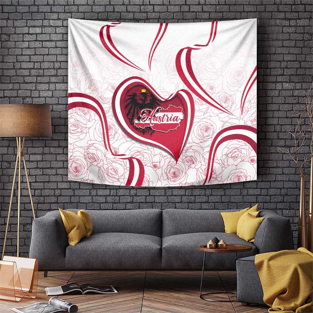 Austria In My Heart Tapestry Osterreich Map Flag