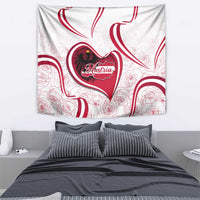 Austria tapestry wall hanging featuring large red heart map emblem with roses