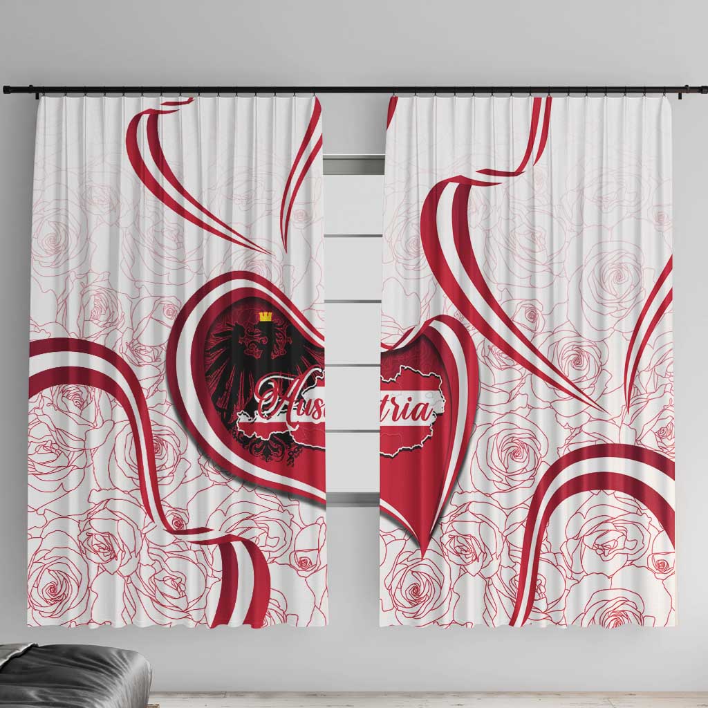 Austria In My Heart Window Curtain Osterreich Map Flag - Wonder Print Shop