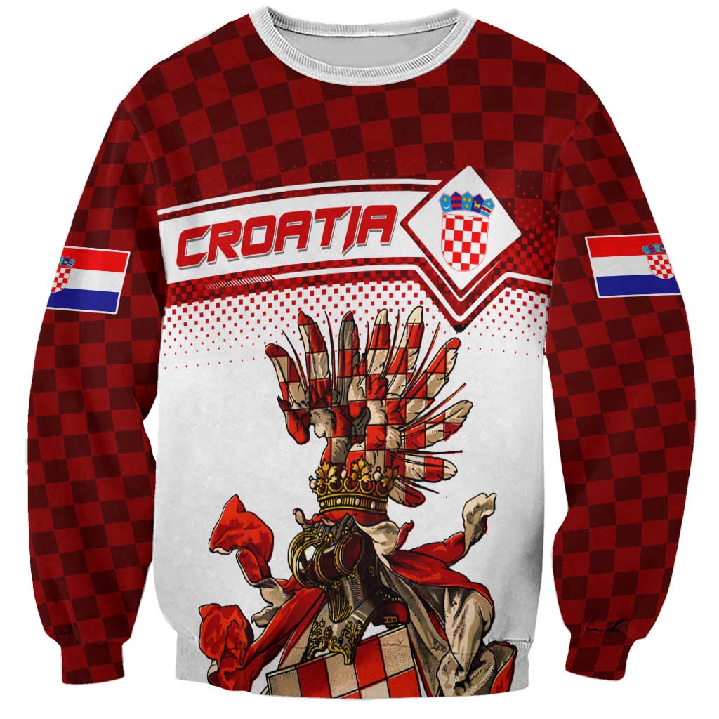 Personalized Croatia Sweatshirt Vintage Coat Of Arms - Wonder Print Shop