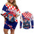 Personalized Croatian Knights Couples Matching Off Shoulder Short Dress and Long Sleeve Button Shirt Hrvatska Coat Of Arms