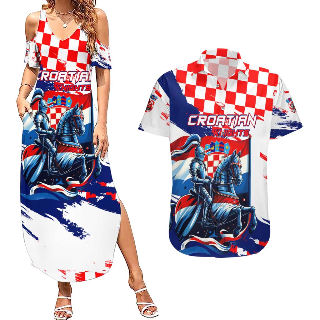 Personalized Croatian Knights Couples Matching Summer Maxi Dress and Hawaiian Shirt Hrvatska Coat Of Arms