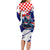 Personalized Croatian Knights Family Matching Long Sleeve Bodycon Dress and Hawaiian Shirt Hrvatska Coat Of Arms