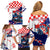 Personalized Croatian Knights Family Matching Off Shoulder Short Dress and Hawaiian Shirt Hrvatska Coat Of Arms