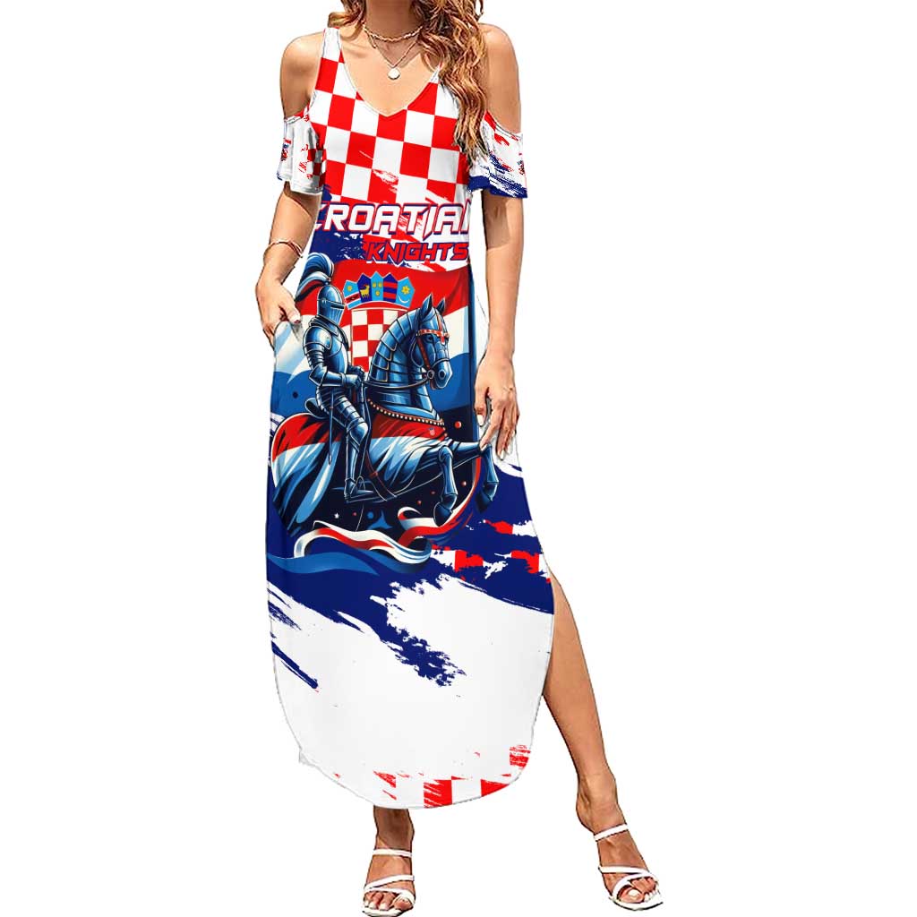 Personalized Croatian Knights Summer Maxi Dress Hrvatska Coat Of Arms