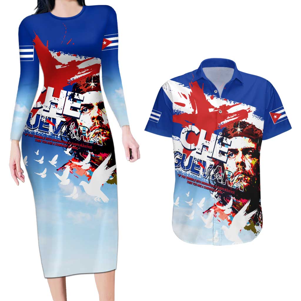 Cuba Che Guevara Couples Matching Long Sleeve Bodycon Dress and Hawaiian Shirt Cuban Revolution - Wonder Print Shop