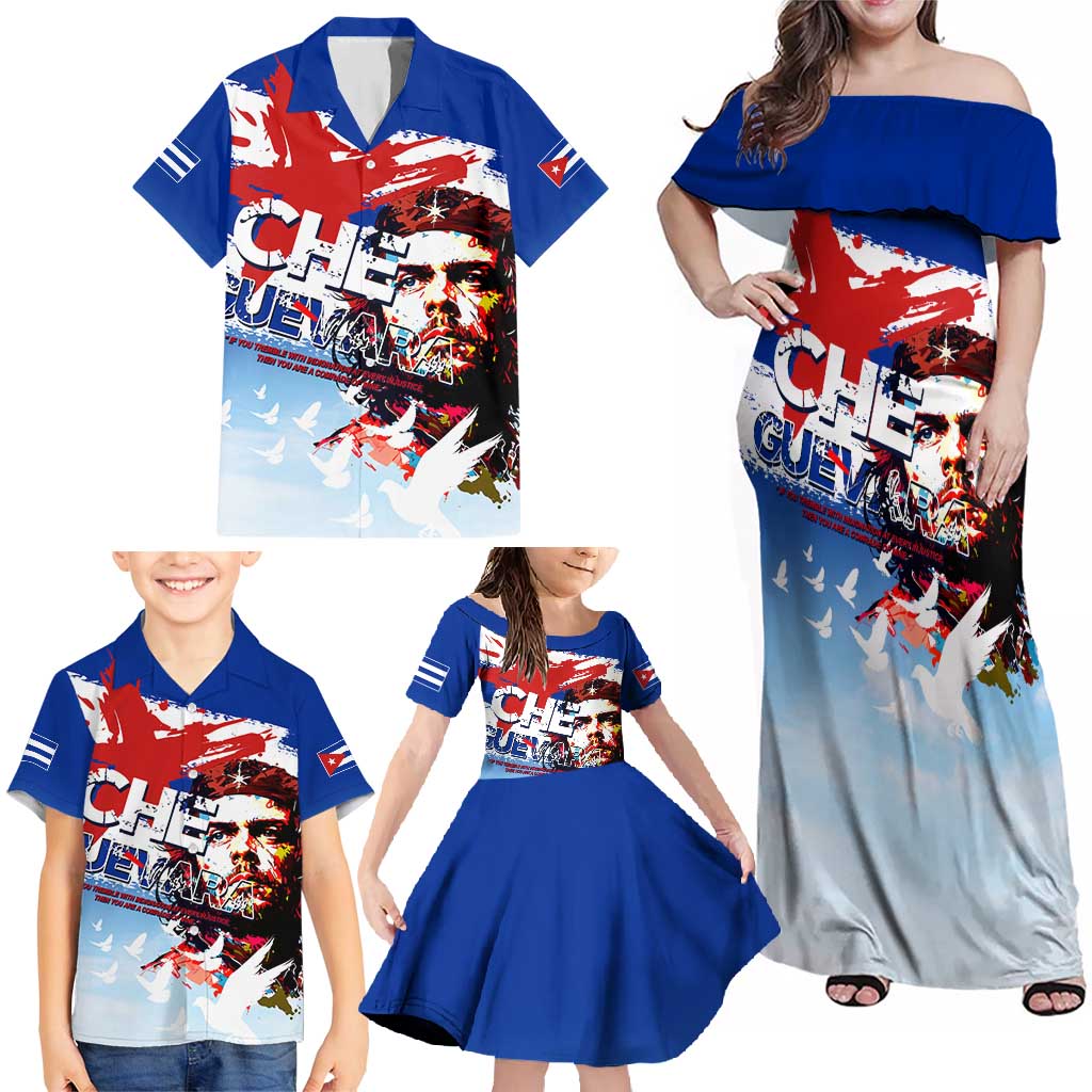 Cuba Che Guevara Family Matching Off Shoulder Maxi Dress and Hawaiian Shirt Cuban Revolution - Wonder Print Shop