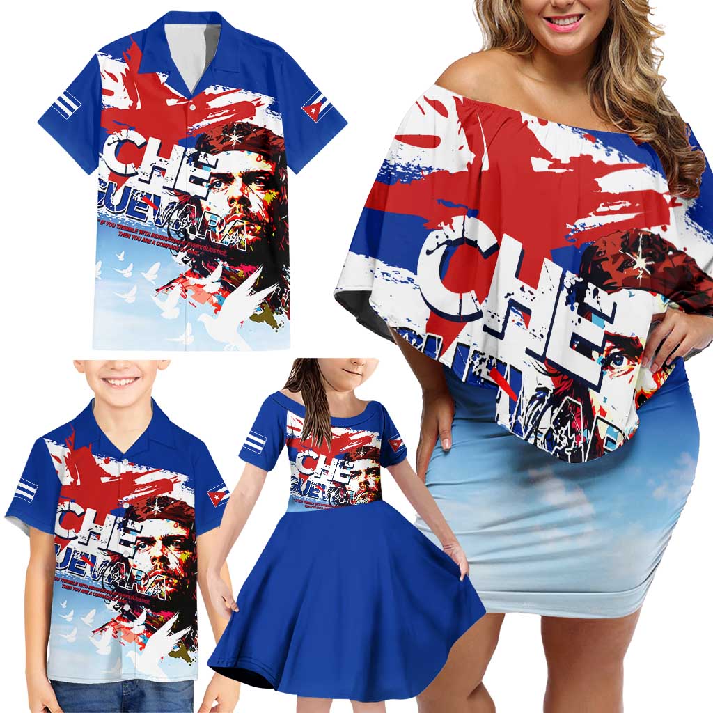 Cuba Che Guevara Family Matching Off Shoulder Short Dress and Hawaiian Shirt Cuban Revolution - Wonder Print Shop