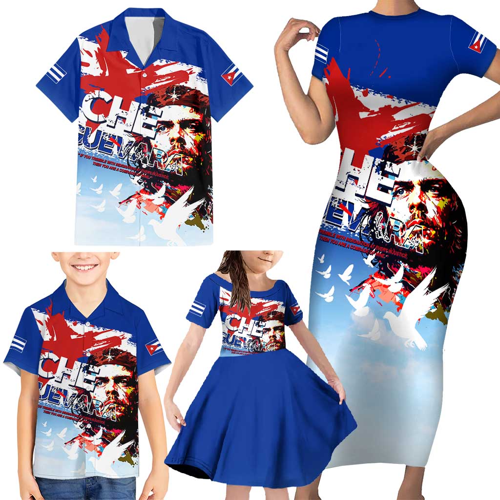 Cuba Che Guevara Family Matching Short Sleeve Bodycon Dress and Hawaiian Shirt Cuban Revolution - Wonder Print Shop