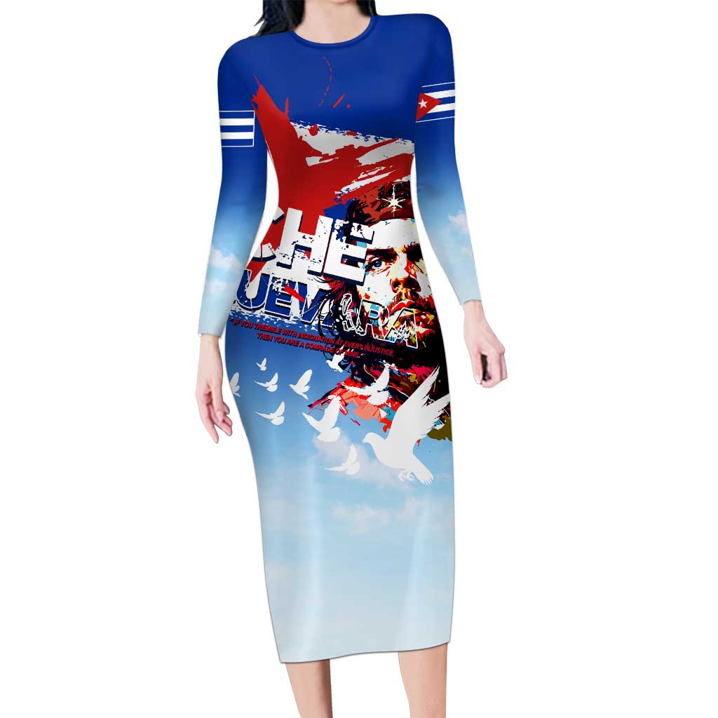 Cuba Che Guevara Long Sleeve Bodycon Dress Cuban Revolution - Wonder Print Shop