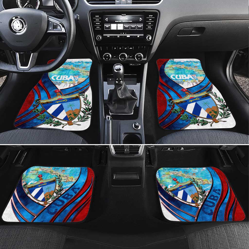 Coat Of Arms Cuba Car Mats Caribbean Cuban Map - Wonder Print Shop