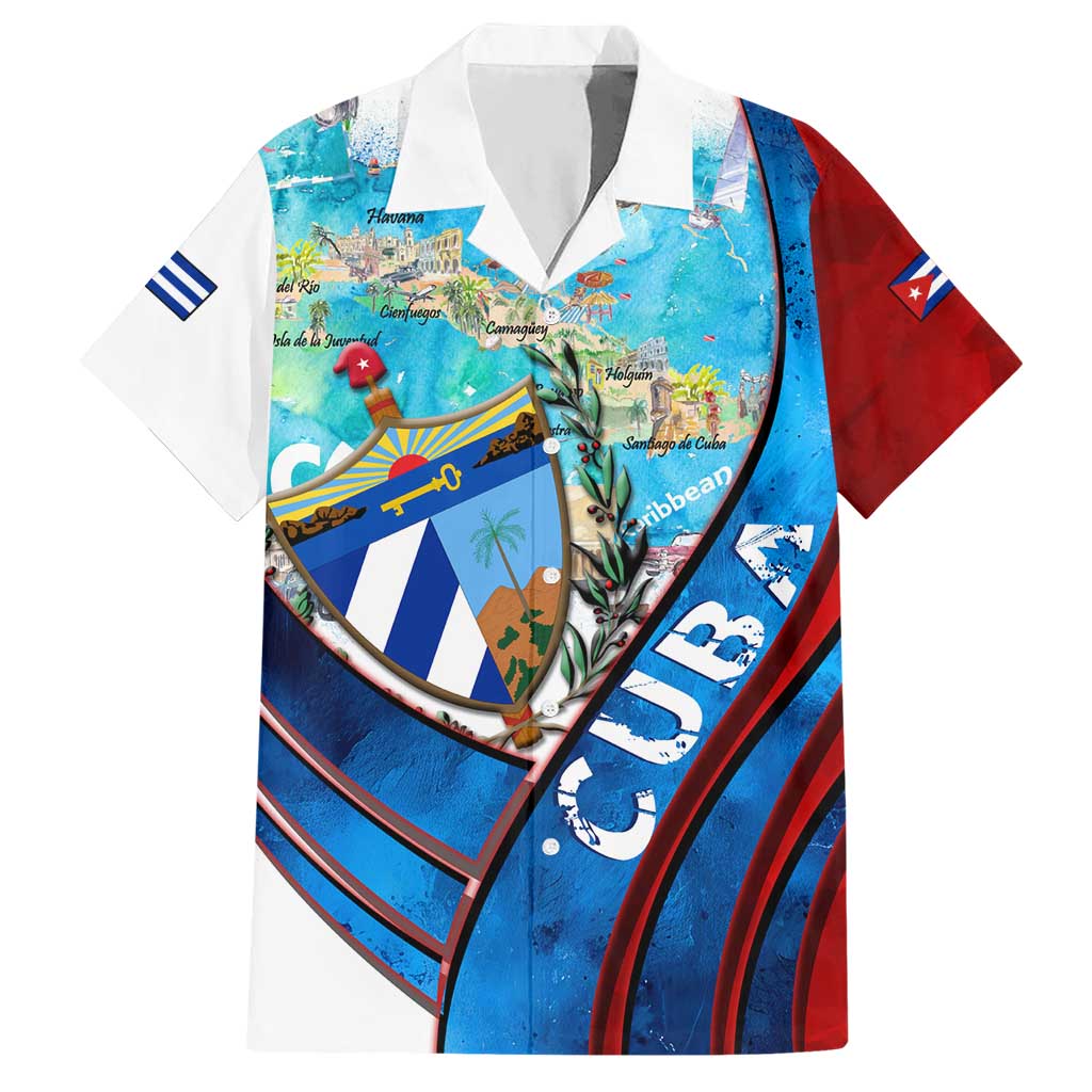 Coat Of Arms Cuba Hawaiian Shirt Caribbean Cuban Map - Wonder Print Shop