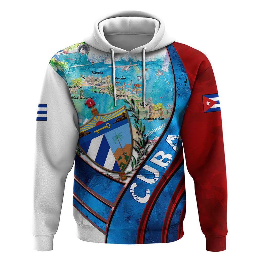 Coat Of Arms Cuba Hoodie Caribbean Cuban Map - Wonder Print Shop