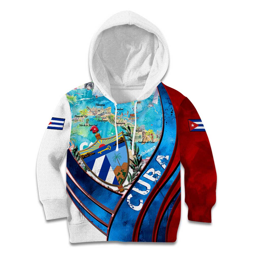 Coat Of Arms Cuba Kid Hoodie Caribbean Cuban Map - Wonder Print Shop