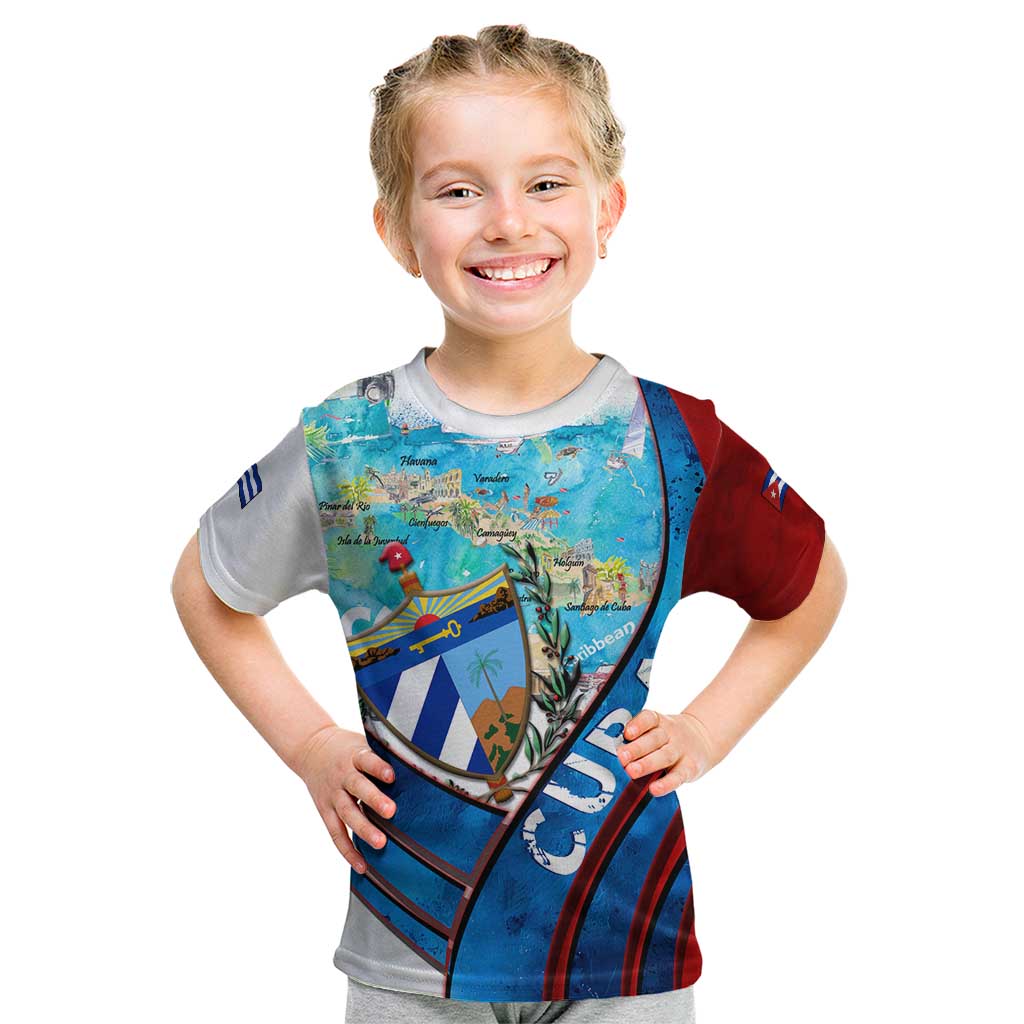 Coat Of Arms Cuba Kid T Shirt Caribbean Cuban Map - Wonder Print Shop