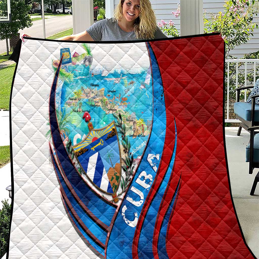 Coat Of Arms Cuba Quilt Caribbean Cuban Map - Wonder Print Shop