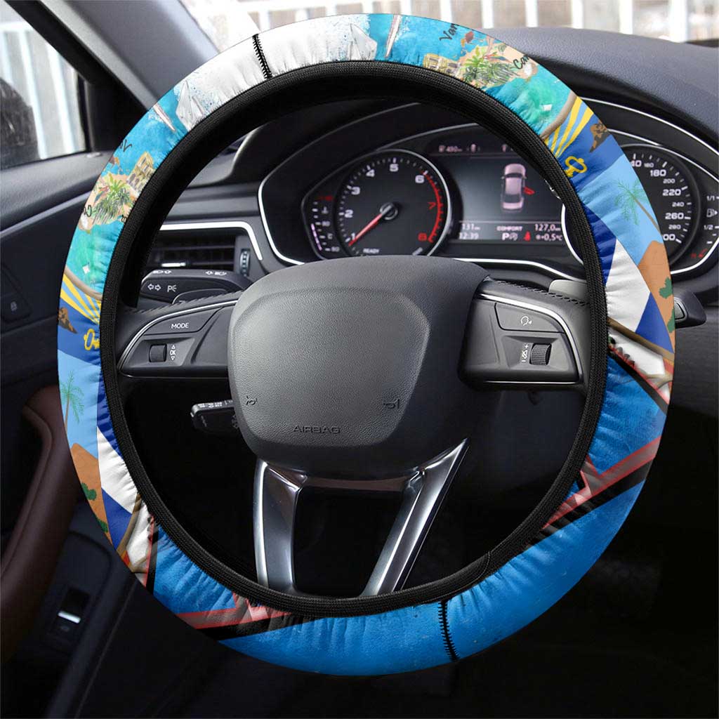 Coat Of Arms Cuba Steering Wheel Cover Caribbean Cuban Map - Wonder Print Shop