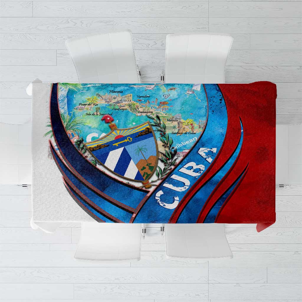 Coat Of Arms Cuba Tablecloth Caribbean Cuban Map - Wonder Print Shop