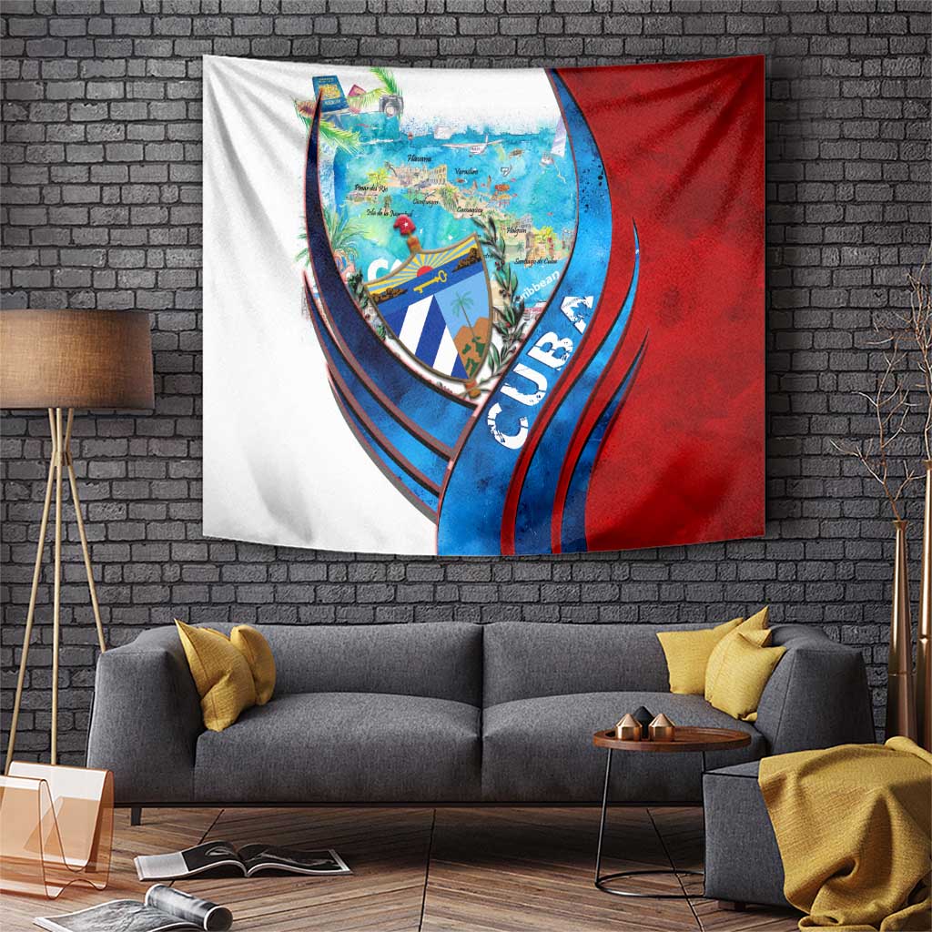 Coat Of Arms Cuba Tapestry Caribbean Cuban Map