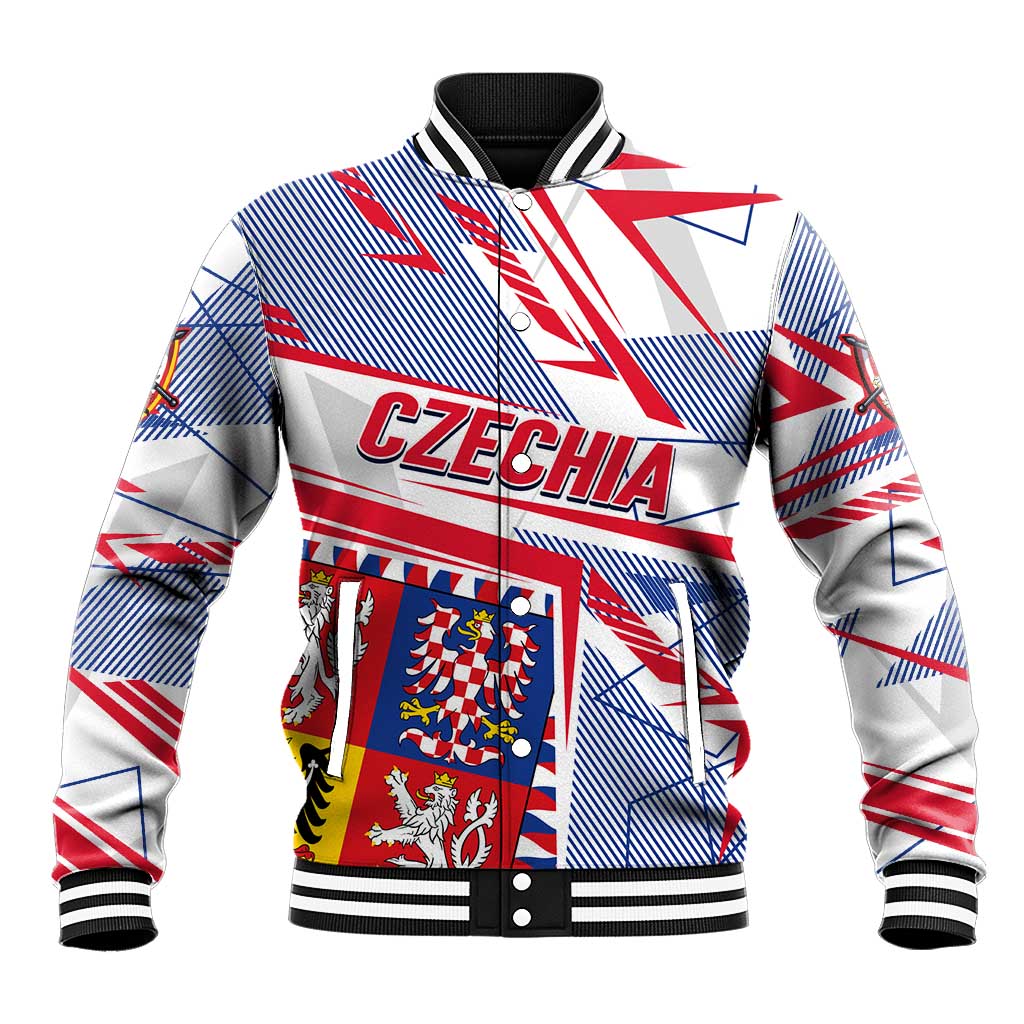 Coat Of Arms Czechia Baseball Jacket Czech Republic Sporty Geometric - Wonder Print Shop