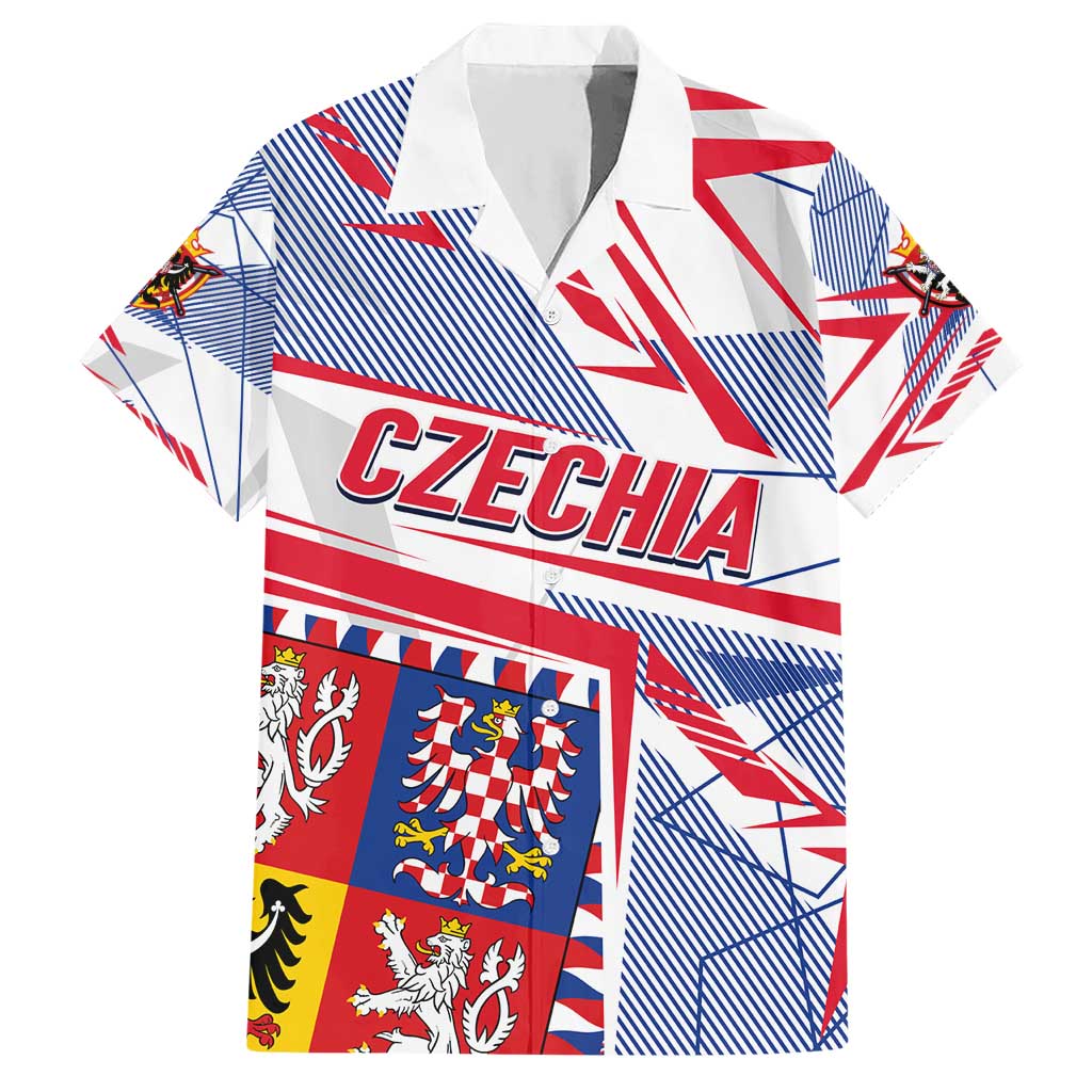 Coat Of Arms Czechia Hawaiian Shirt Czech Republic Sporty Geometric - Wonder Print Shop