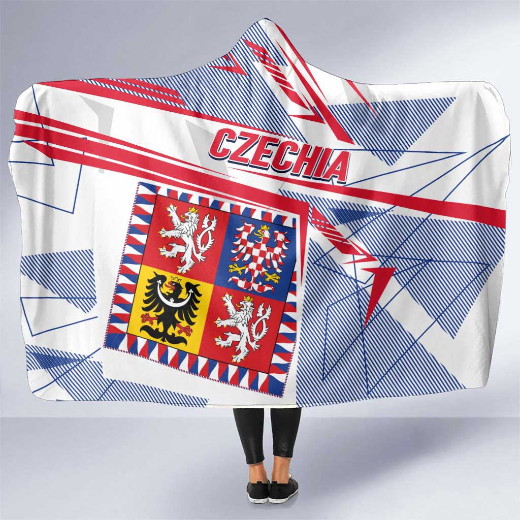 Coat Of Arms Czechia Hooded Blanket Czech Republic Sporty Geometric