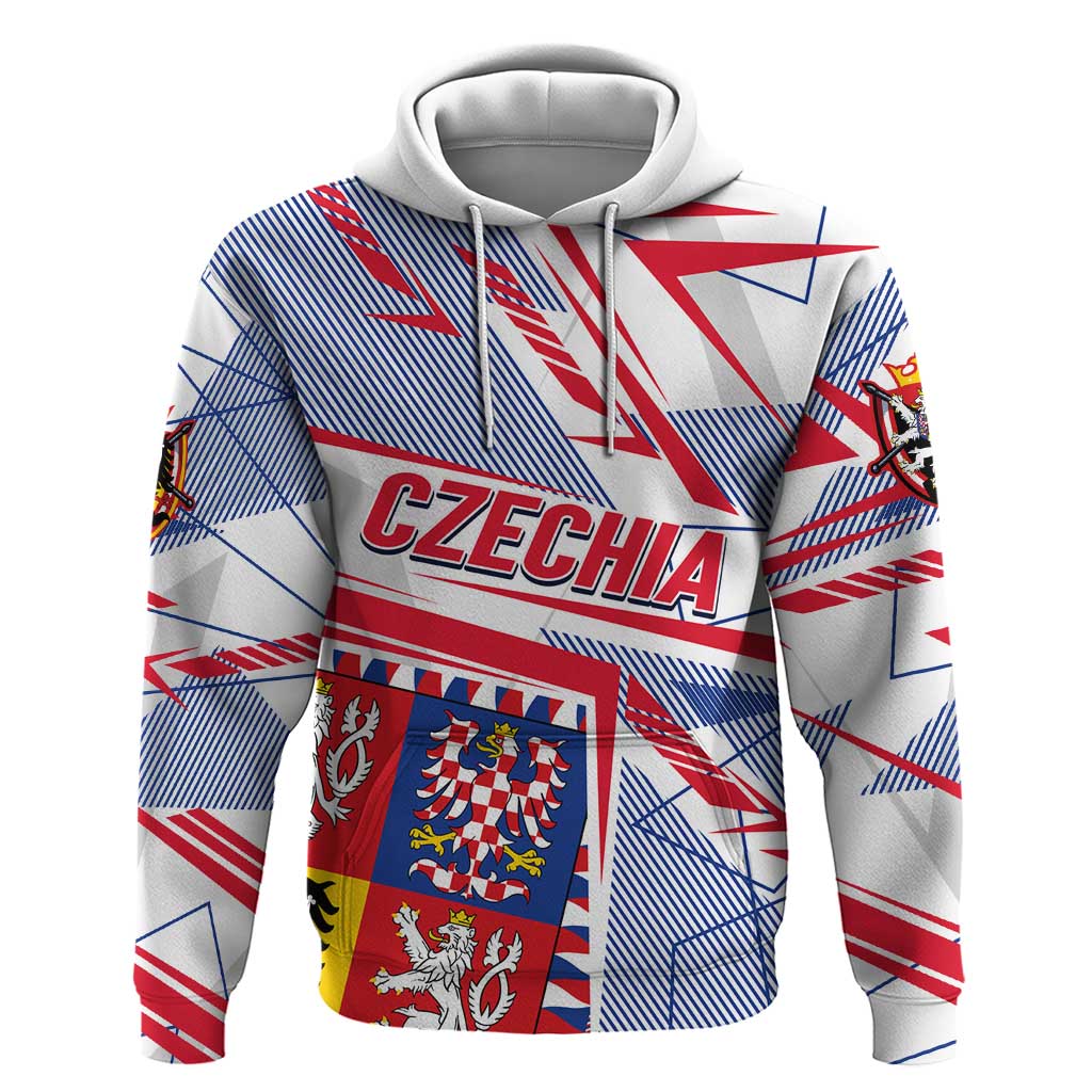 Coat Of Arms Czechia Hoodie Czech Republic Sporty Geometric - Wonder Print Shop