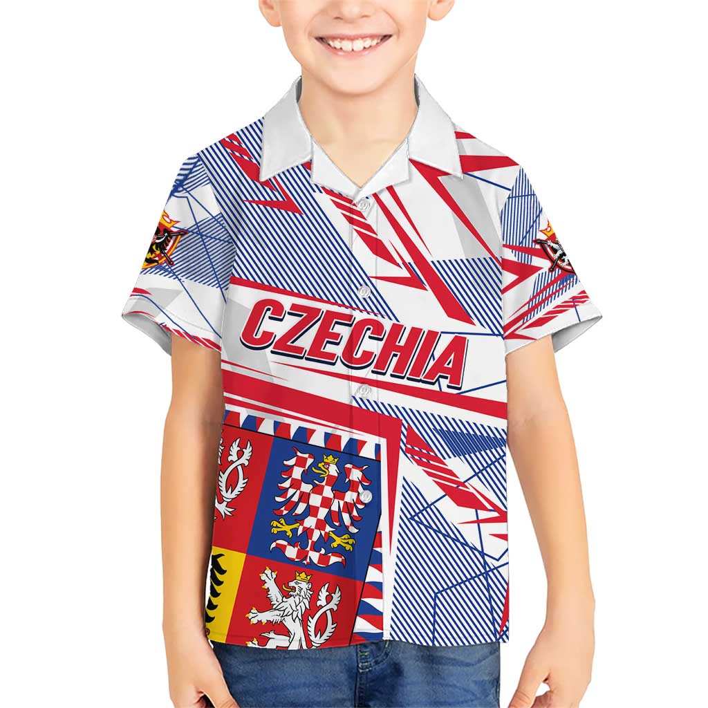 Coat Of Arms Czechia Kid Hawaiian Shirt Czech Republic Sporty Geometric - Wonder Print Shop