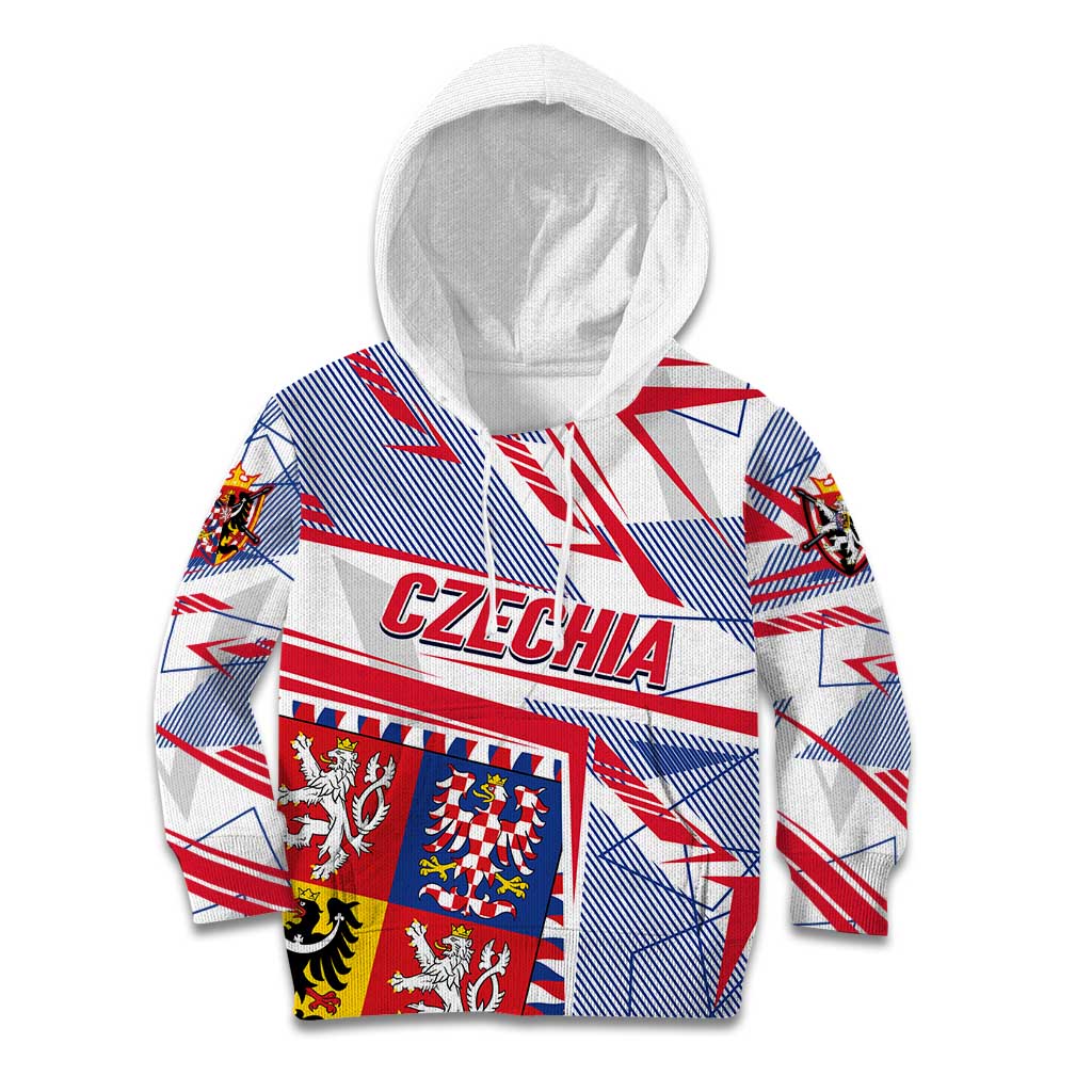 Coat Of Arms Czechia Kid Hoodie Czech Republic Sporty Geometric - Wonder Print Shop