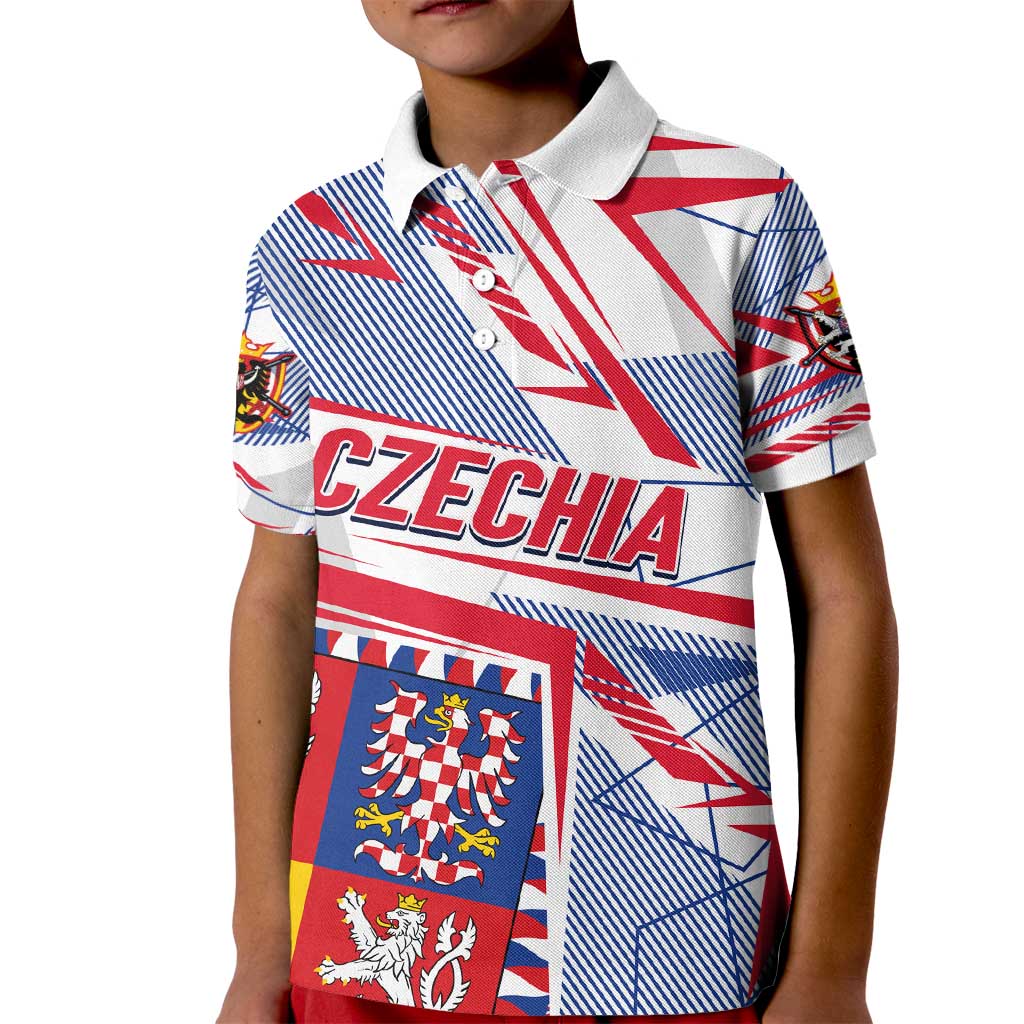 Coat Of Arms Czechia Kid Polo Shirt Czech Republic Sporty Geometric - Wonder Print Shop