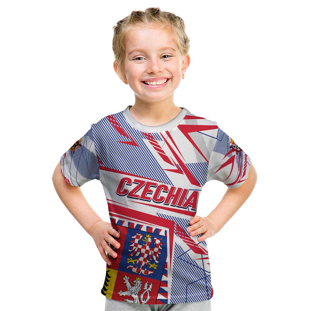 Coat Of Arms Czechia Kid T Shirt Czech Republic Sporty Geometric - Wonder Print Shop