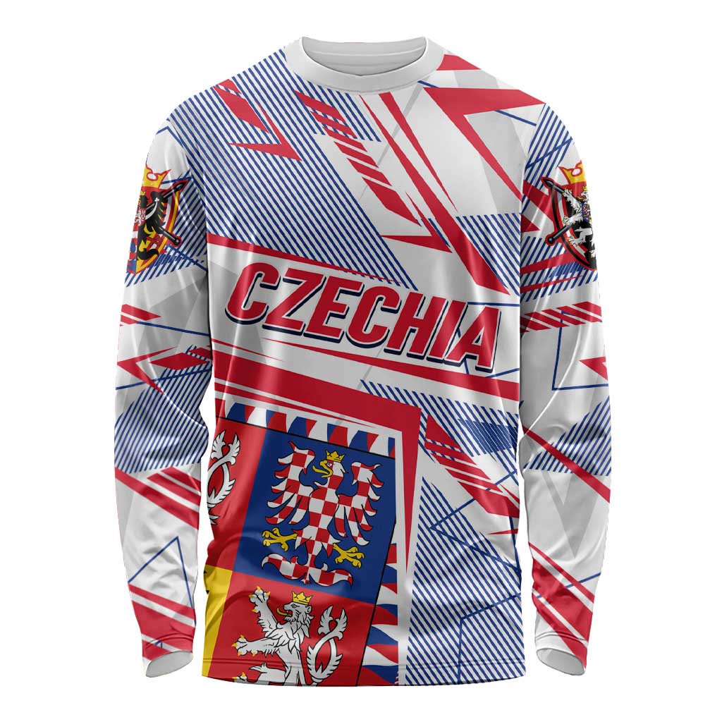 Coat Of Arms Czechia Long Sleeve Shirt Czech Republic Sporty Geometric - Wonder Print Shop