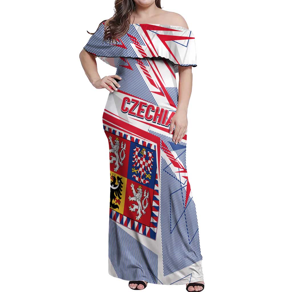 Coat Of Arms Czechia Off Shoulder Maxi Dress Czech Republic Sporty Geometric - Wonder Print Shop