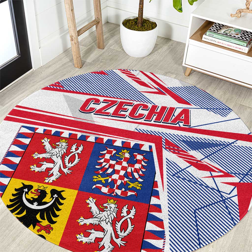 Coat Of Arms Czechia Round Carpet Czech Republic Sporty Geometric