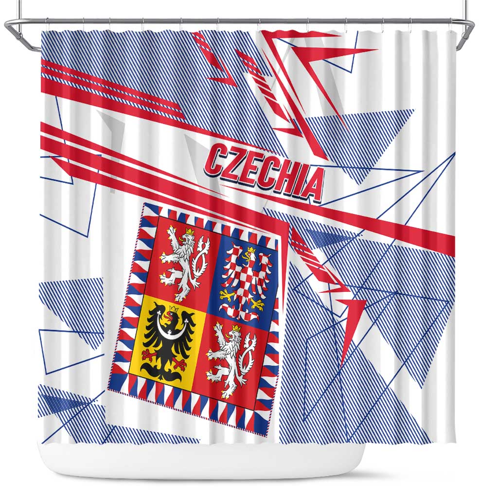 Coat Of Arms Czechia Shower Curtain Czech Republic Sporty Geometric